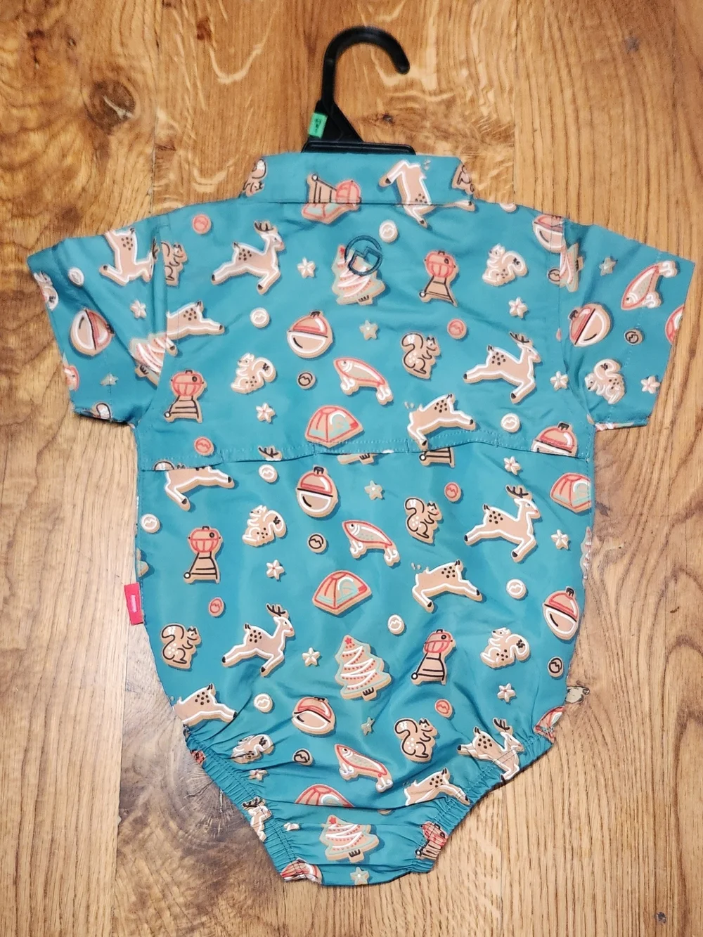 Magellan Outdoors Gingerbread Bobbers Christmas Short-Sleeve Onesie Romper 6-9 M